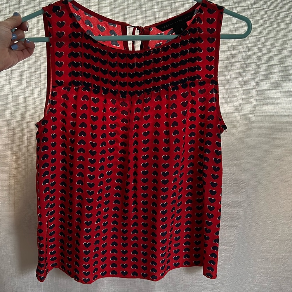 Marc by Marc Jacobs Red and navy heart 💙 silk tank, Small